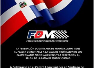 Federación Dominicana de Motociclismo premia a los mejores pilotos del año y exalta a dos figuras al Salón de la Fama. FDM anuncia premiación de 68 pilotos de 4 modalidades y exaltación...